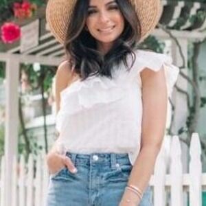 Amaryllis x Hey Nasreen He Loves Me He Loves Me Naz Ruffle Top White Women Large